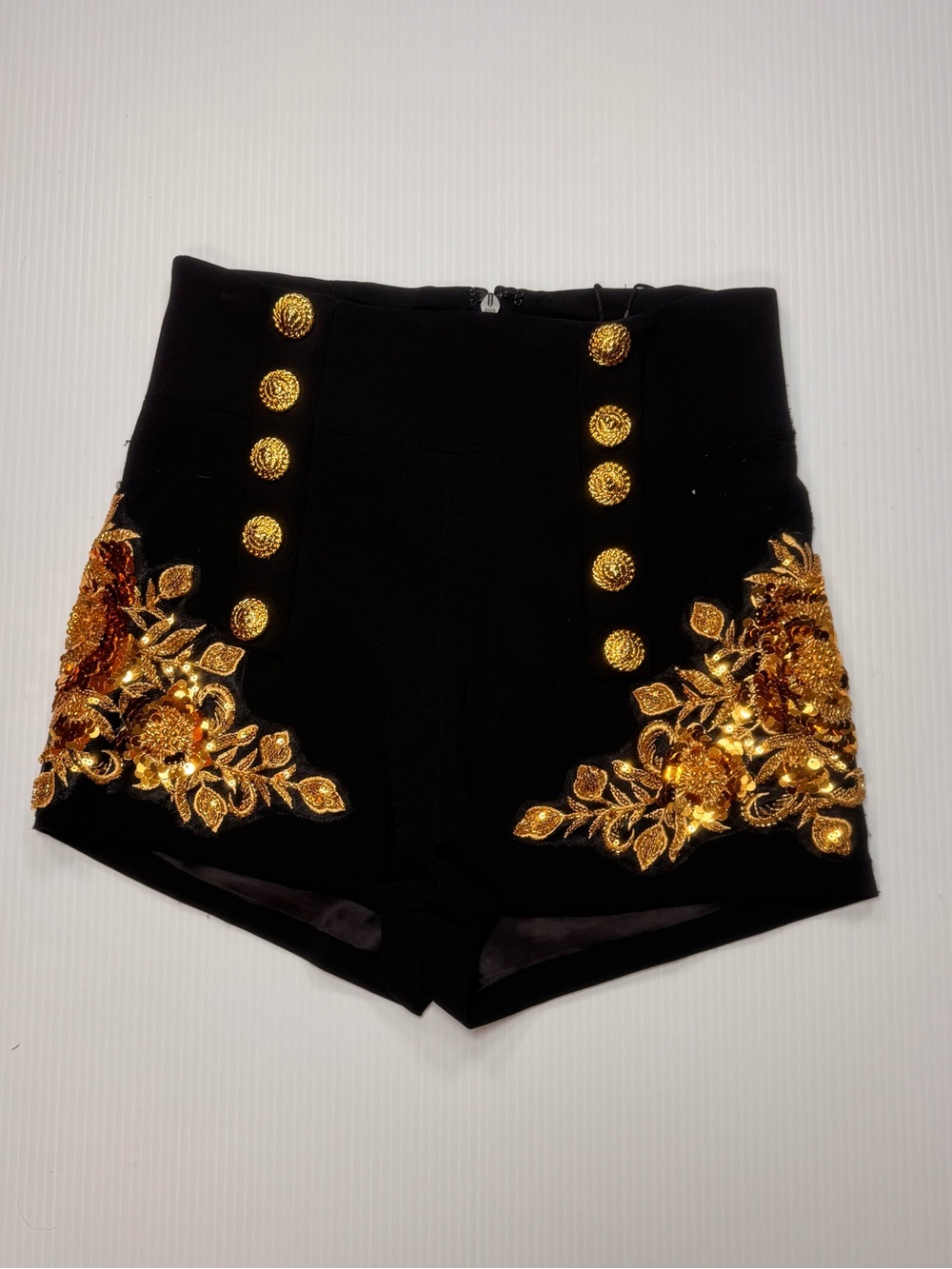 Black & Gold Embellished High-Waisted Shorts ✨🔥 NWT - Picture 3 of 5